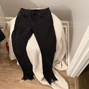 Joe's Jeans Black Frayed Hem Skinny Jeans